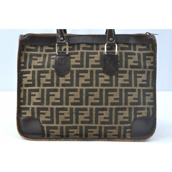 Fendi Top Handle Tobacco Zucca Print Canvas And Leather Satchel - Picture 8 of 9